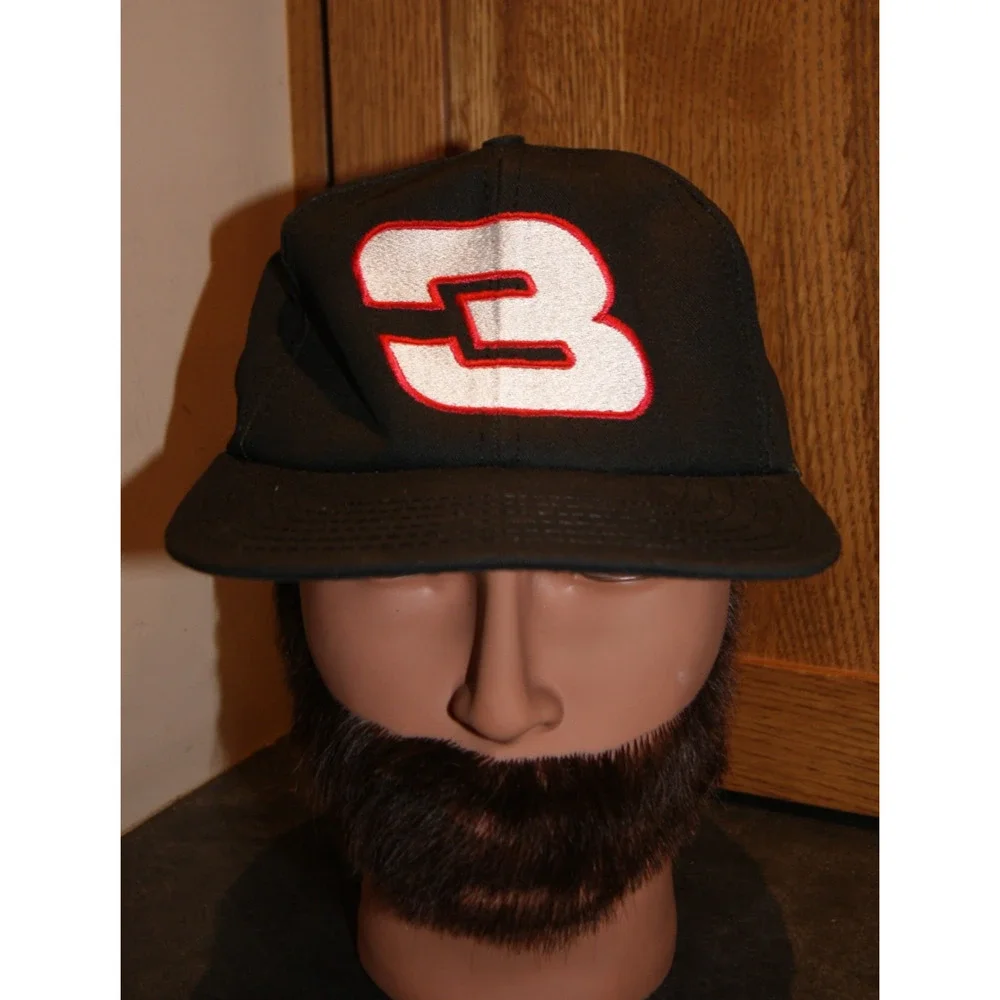 Vintage Dale Earnhardt #3 Snapback Black Cap Hat Made USA NASCAR Sports Image